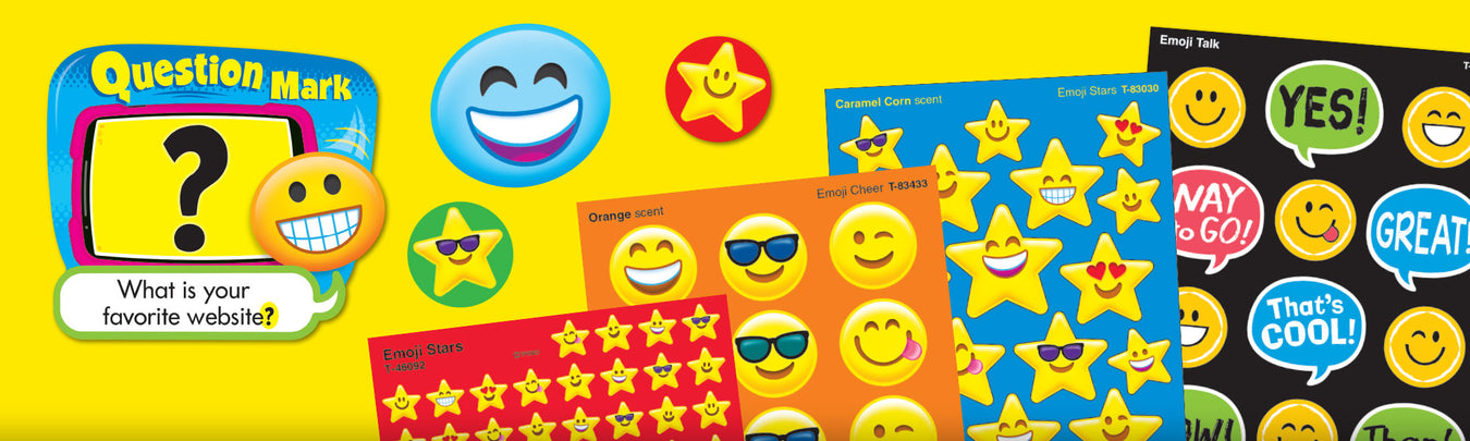 Emoji theme classroom bulletin board decorations and stickers