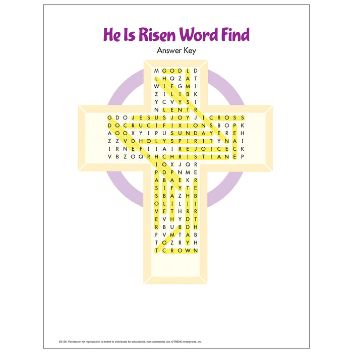 E4108 He Is Risen Word Find Free Printable