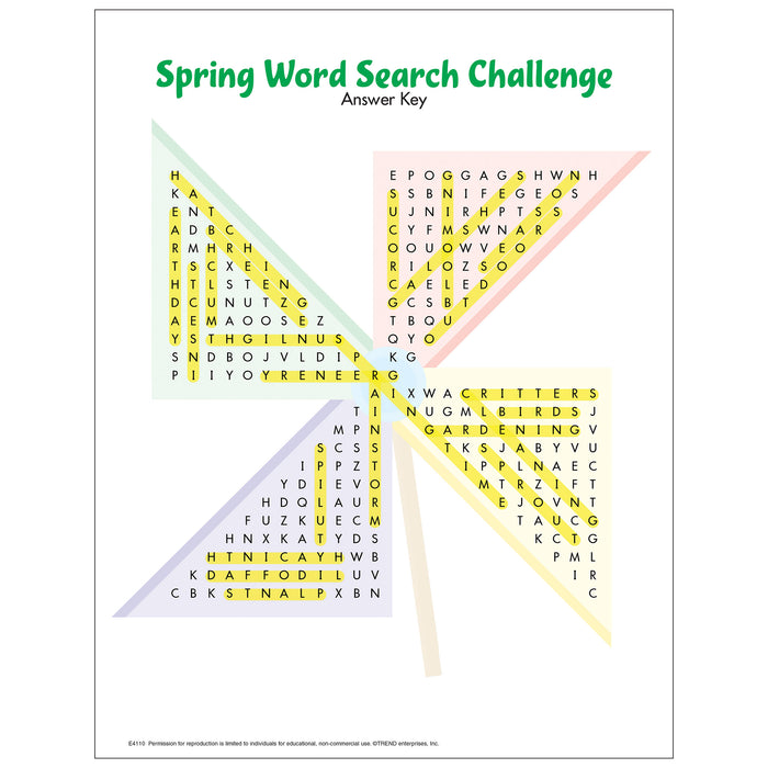 E4110 Spring Word Search Challenge Free Printable