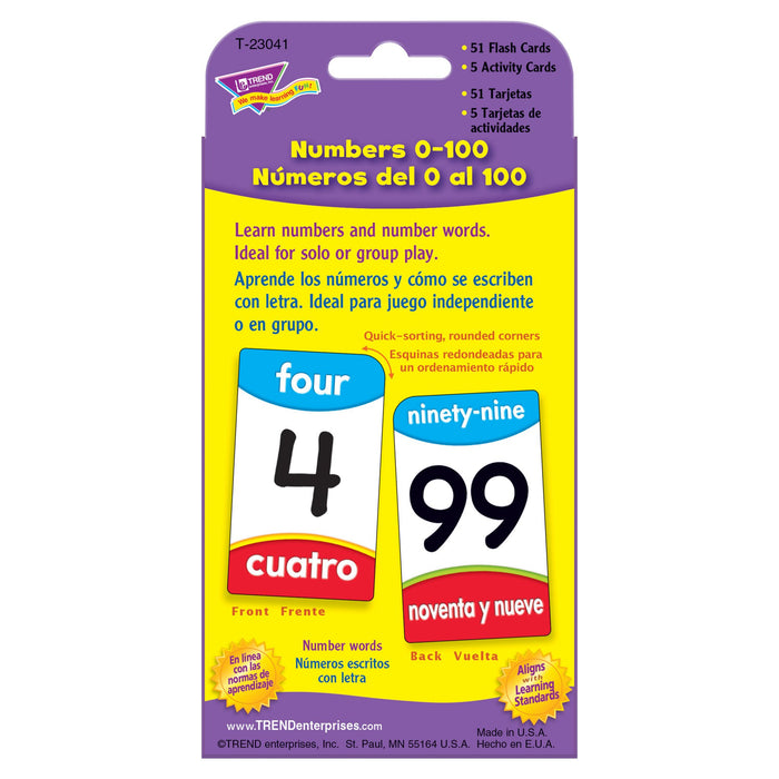 T23041 Flash Cards Numbers 0 to 100 Spanish Package Back