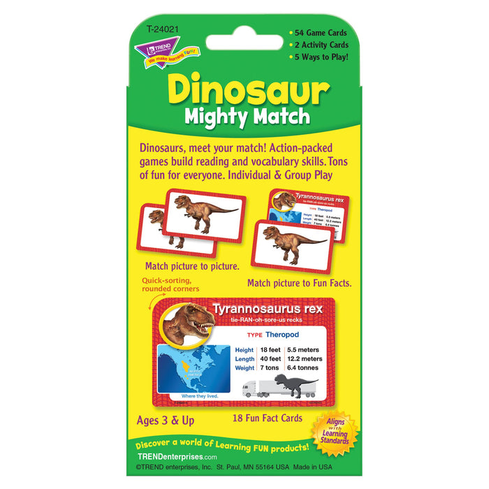 T24021 Game Cards Dinosaur Mighty Match Package Back