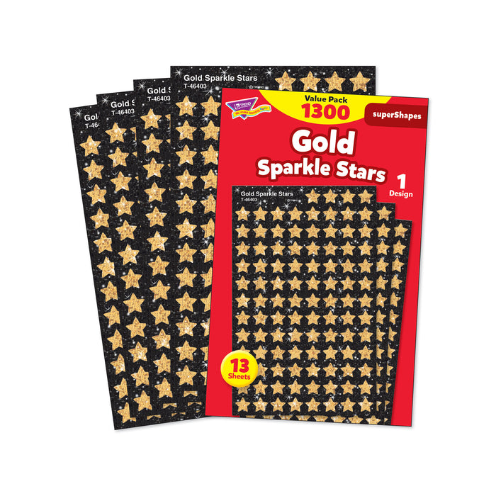 Gold Sparkle Stars superShapes Stickers Value Pack