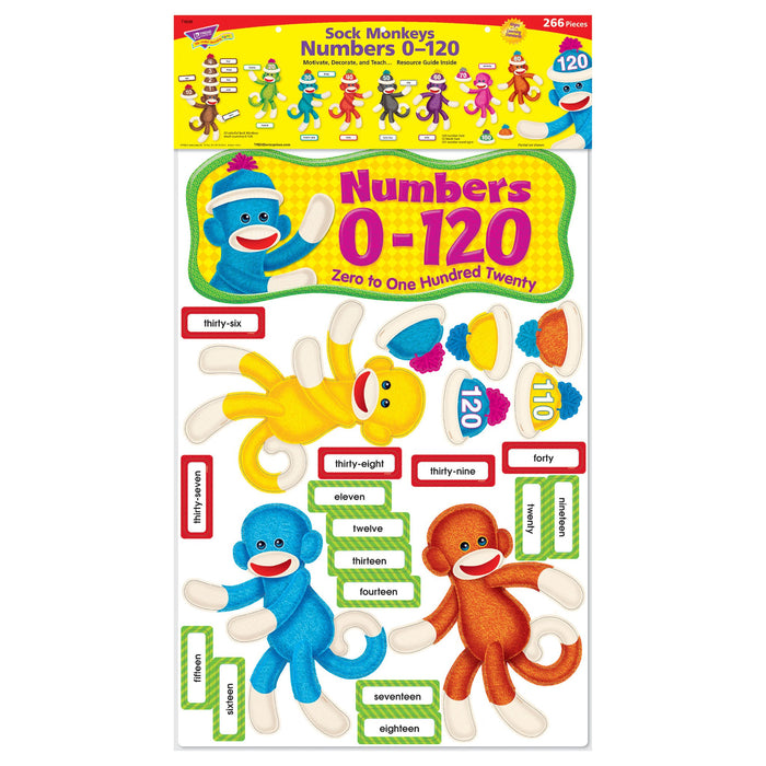 T8298 Bulletin Board Sock Monkey Numbers 0 120 Package