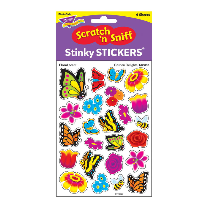 T83033 Stickers Scratch n Sniff Garden Flowers Bugs Package