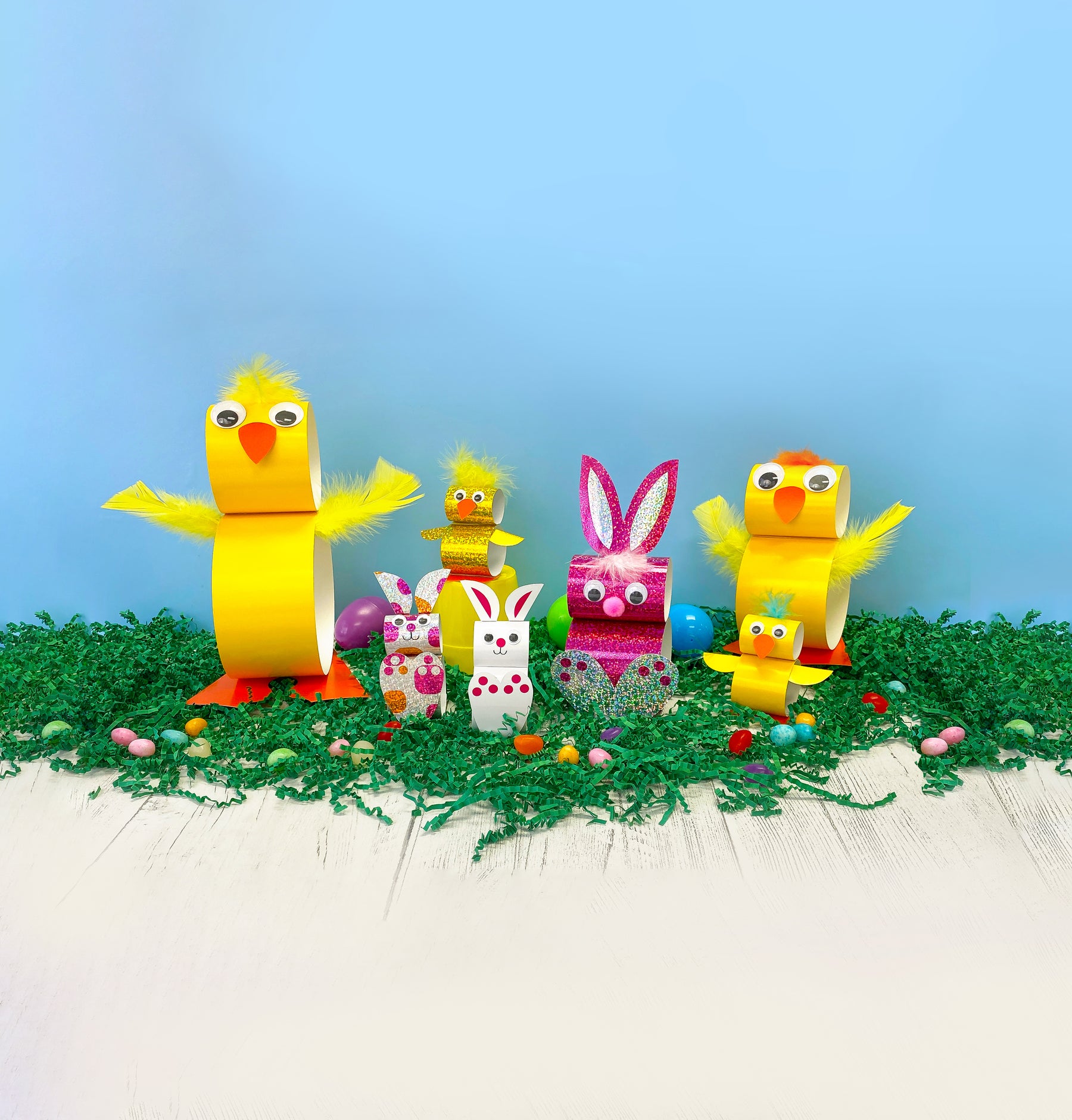 Easter DIYs easy craft projects for kids chicks and bunnies paper