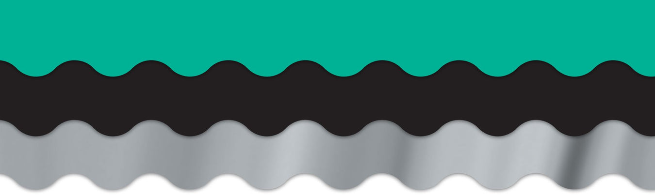 Teal, black and silver classroom theme decorations for bulletin boards