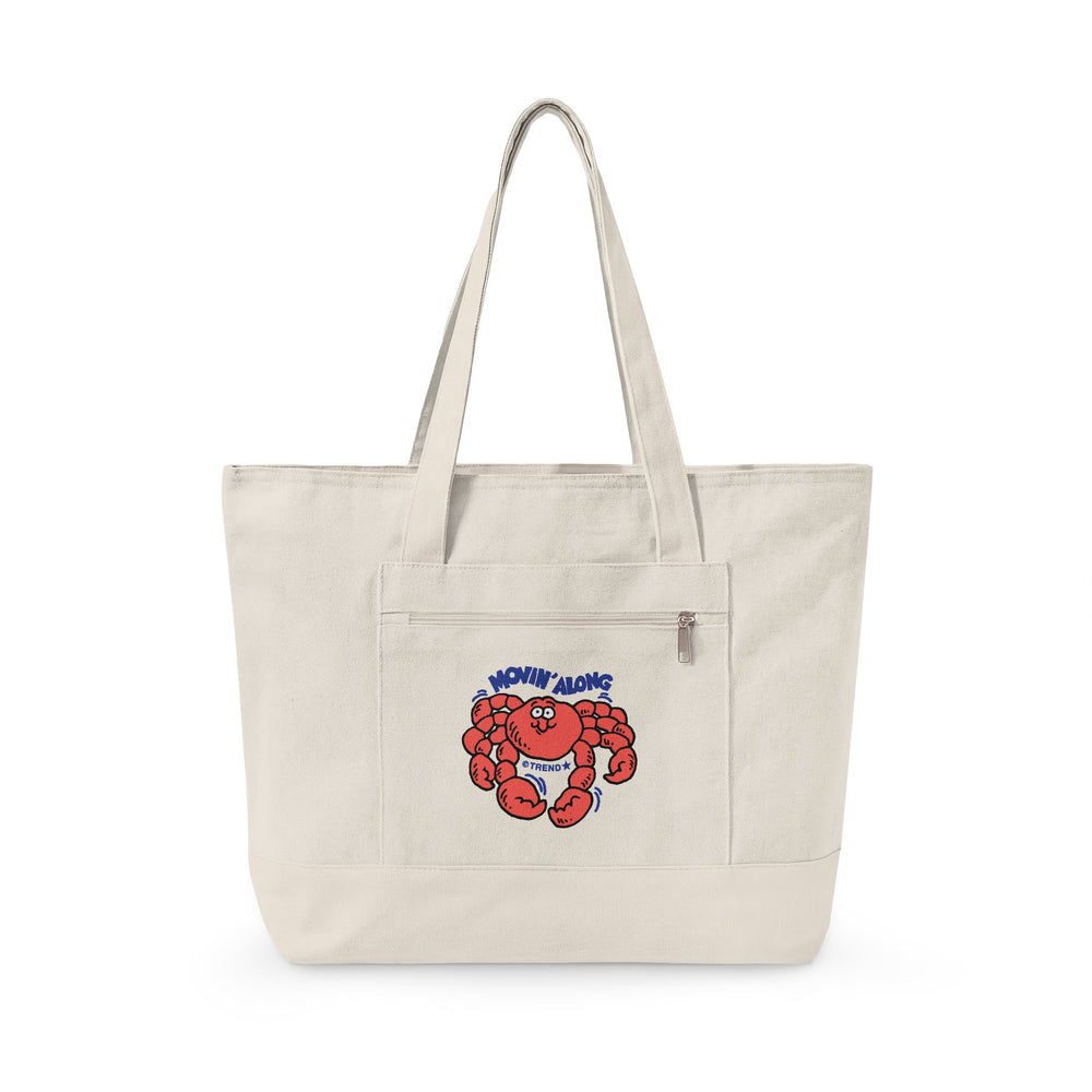 Movin' Along, Crab Zippered Canvas Tote