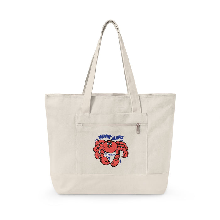Movin' Along, Crab Zippered Canvas Tote