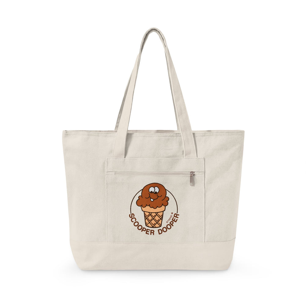 Scooper Dooper, Chocolate Ice Cream Zippered Canvas Tote