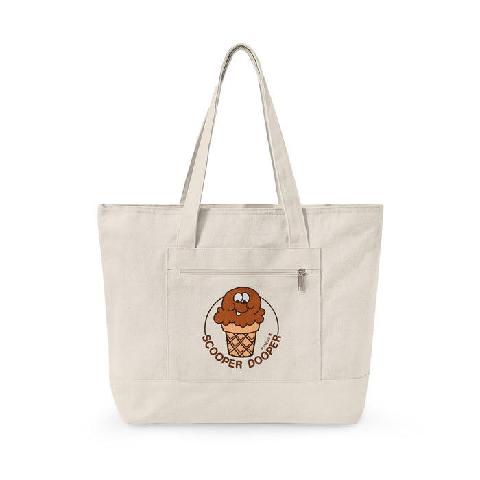 Scooper Dooper, Chocolate Ice Cream Zippered Canvas Tote