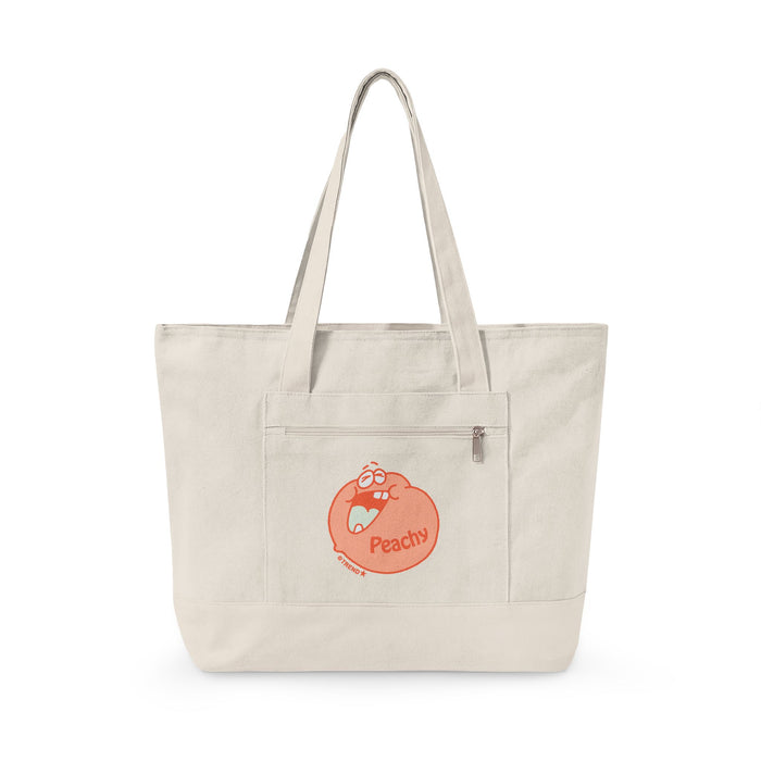 Peachy, Peach Zippered Canvas Tote
