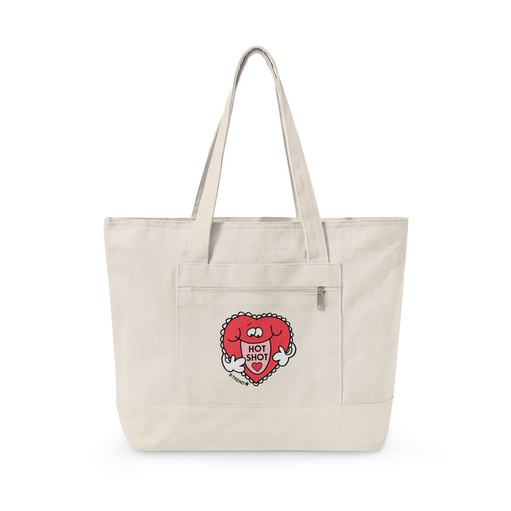 Hot Shot, Heart Zippered Canvas Tote