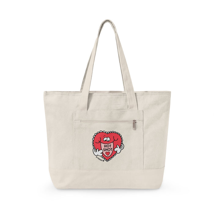 Hot Shot, Heart Zippered Canvas Tote
