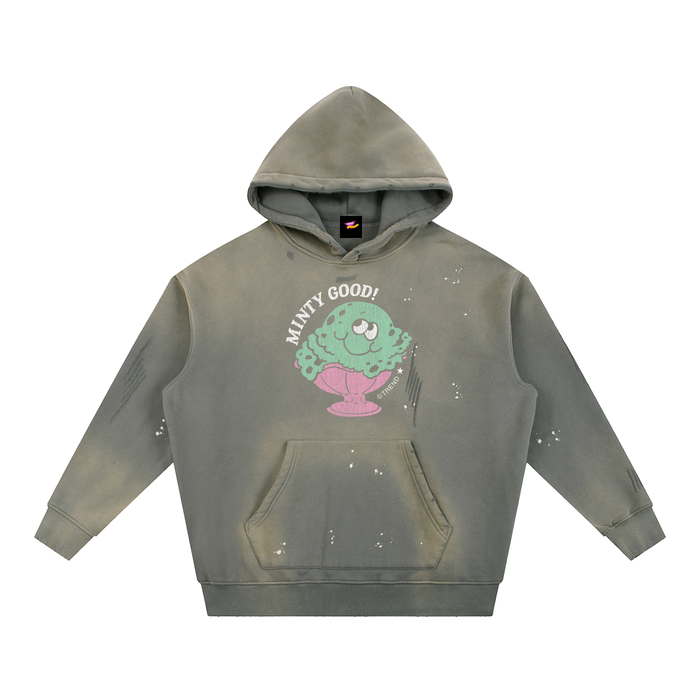 Minty Good! Ice Cream Distressed Vintage-Washed Fleece Hoodie