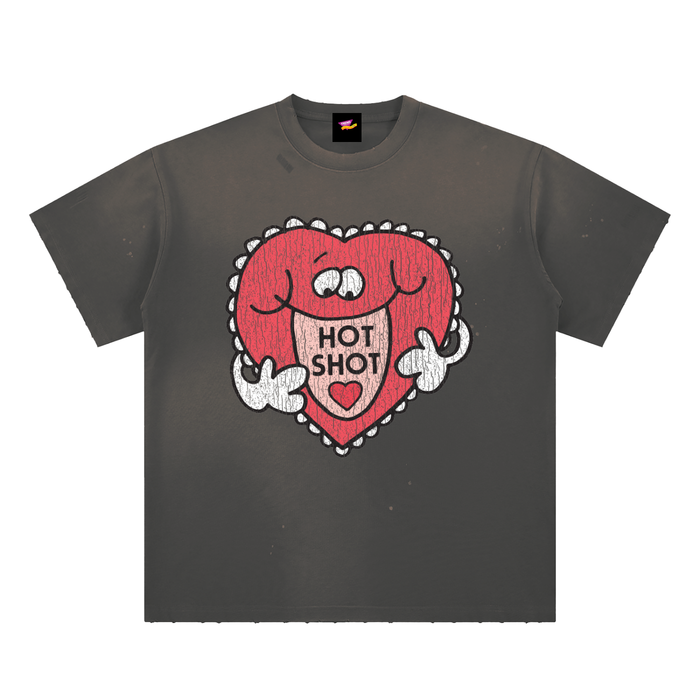 Hot Shot, Heart Distressed Loose Fit T-Shirt