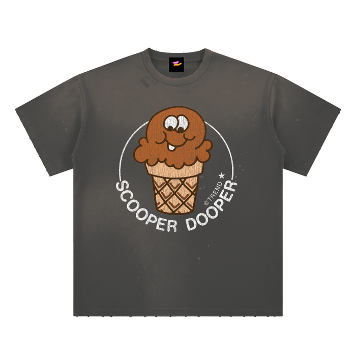 Scooper Dooper, Chocolate Ice Cream Distressed Loose Fit T-Shirt