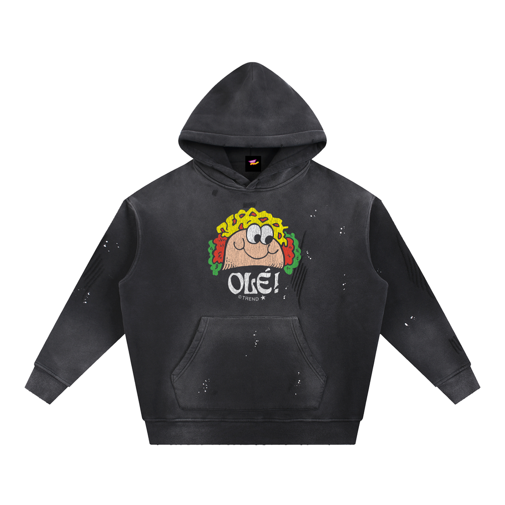 Olé! Taco Distressed Vintage-Washed Fleece Hoodie