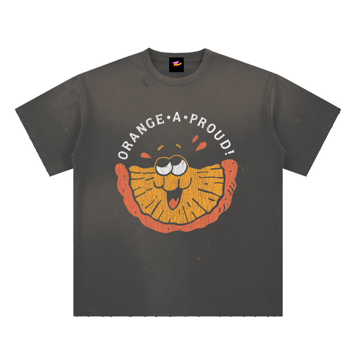 Orange-A-Proud! Orange Distressed Loose Fit T-Shirt
