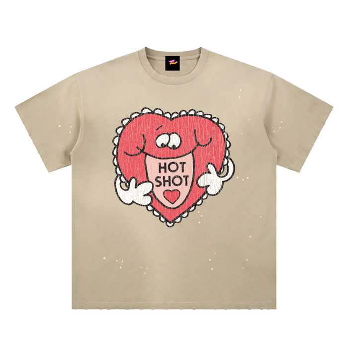 Hot Shot, Heart Distressed Loose Fit T-Shirt