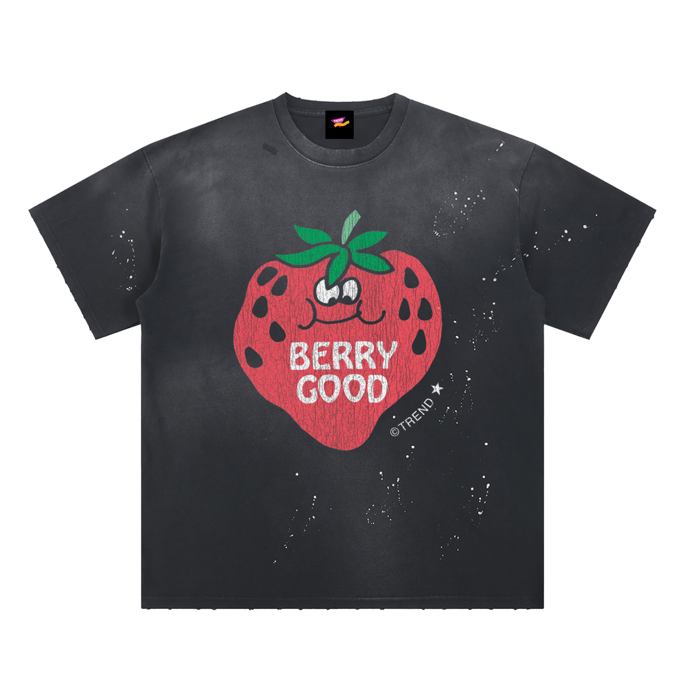 Berry Good, Strawberry Distressed Loose Fit T-Shirt