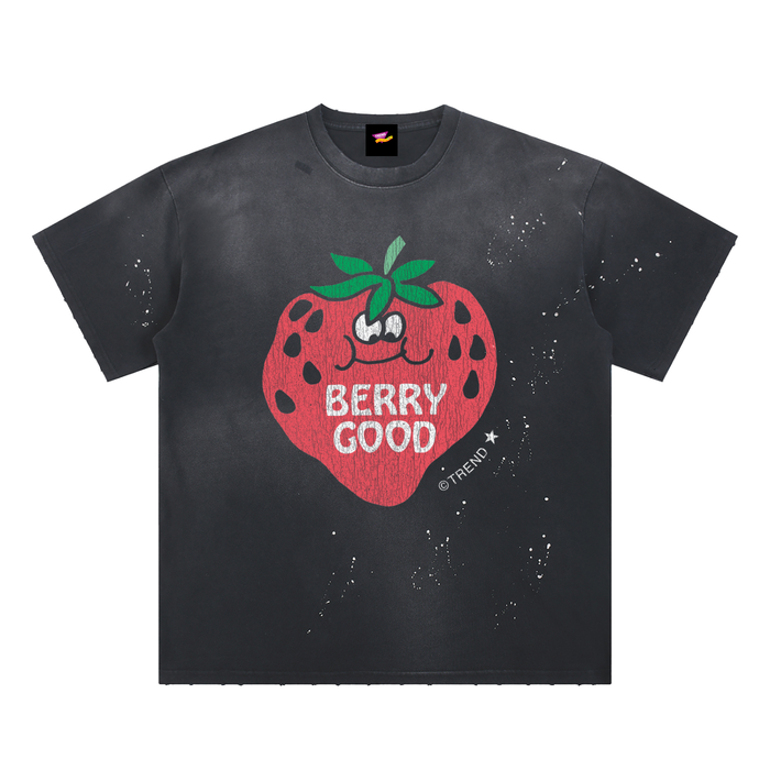 Berry Good, Strawberry Distressed Loose Fit T-Shirt