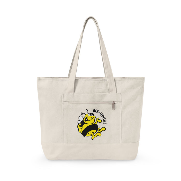 Bee-utiful! Bumble Bee Zippered Canvas Tote