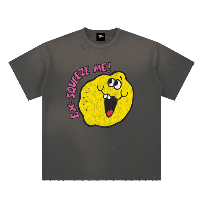 Ex-Squeeze Me! Lemon Distressed Loose Fit T-Shirt