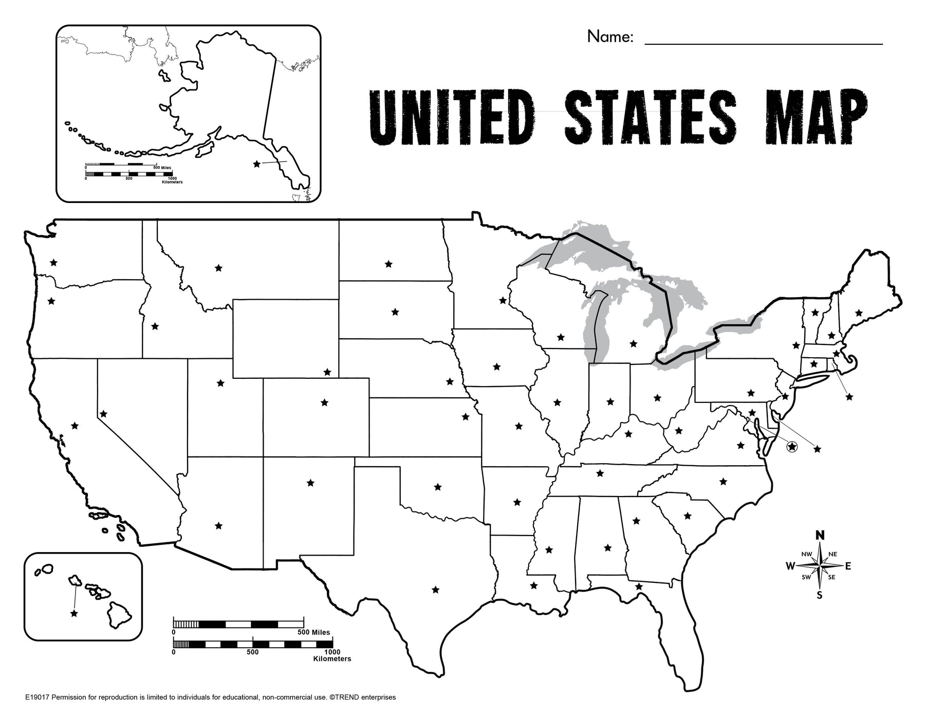 United States Map Blank Project Sheet Free Printable