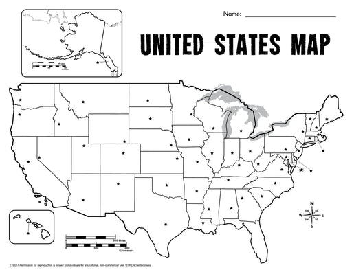 United States Map Blank Project Sheet Free Printable