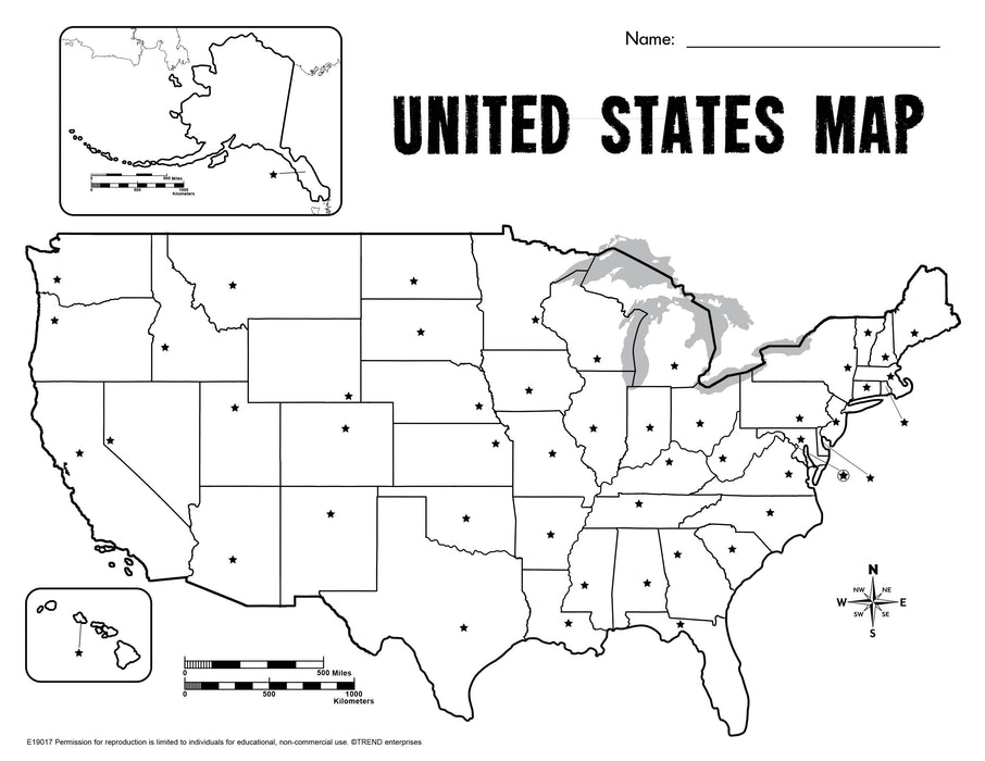 United States Map Blank Project Sheet Free Printable