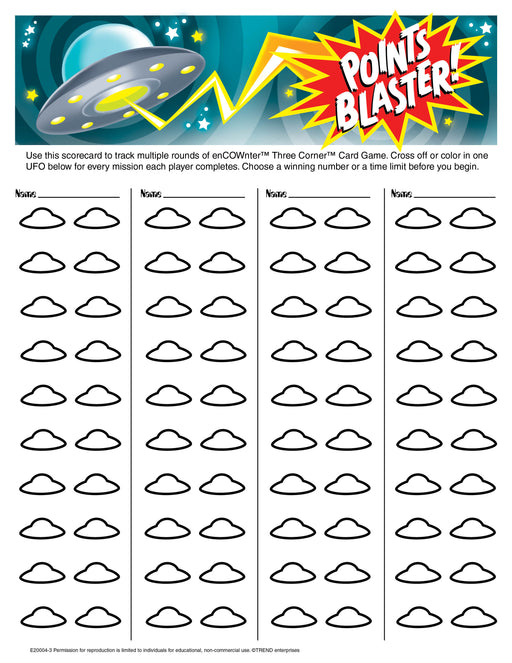 Points Blaster Scorecard Free Printable
