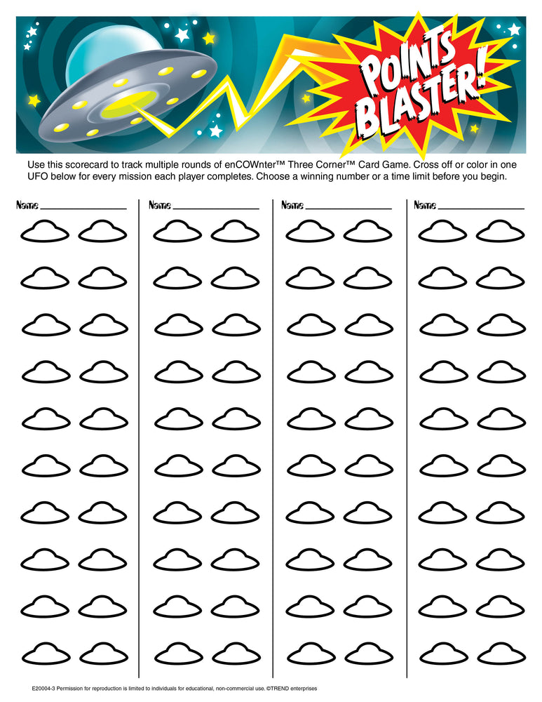 Points Blaster Scorecard Free Printable