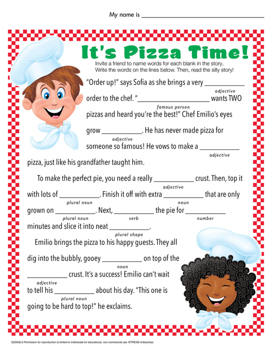 It's Pizza Time Silly Story Free Printable
