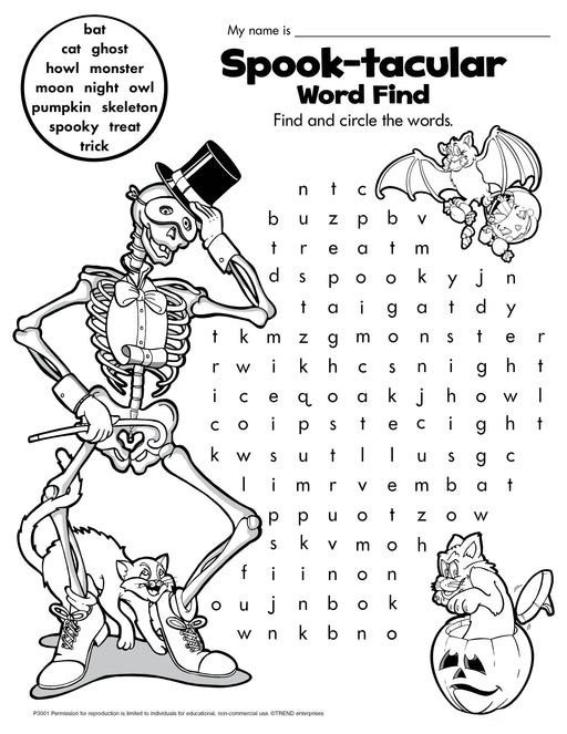Spook-tacular Halloween Word Find Free Printable