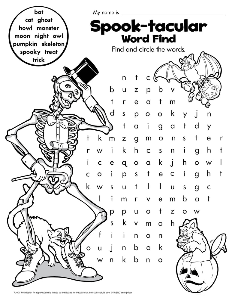 Spook-tacular Halloween Word Find Free Printable