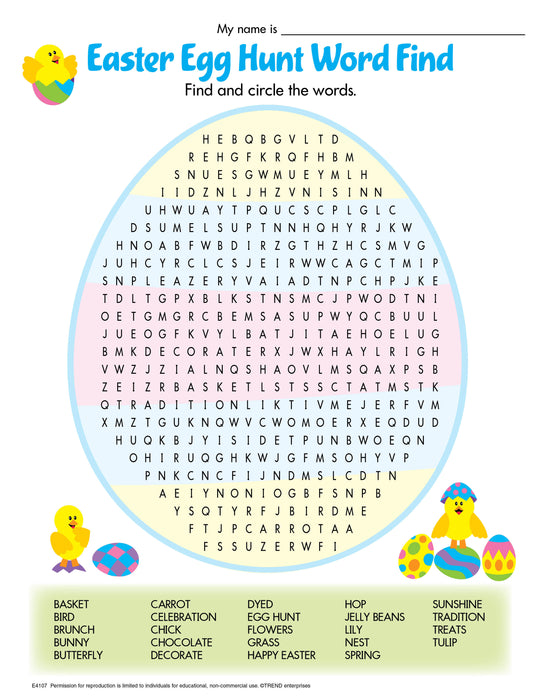 Easter Egg Hunt Word Find Free Printable