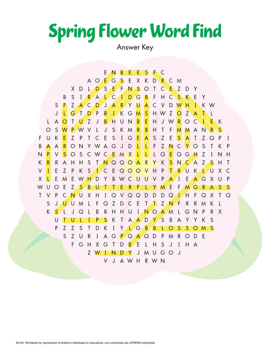 Spring Flower Word Find Free Printable