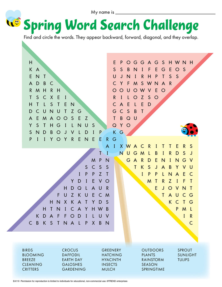 Spring Word Search Challenge Free Printable