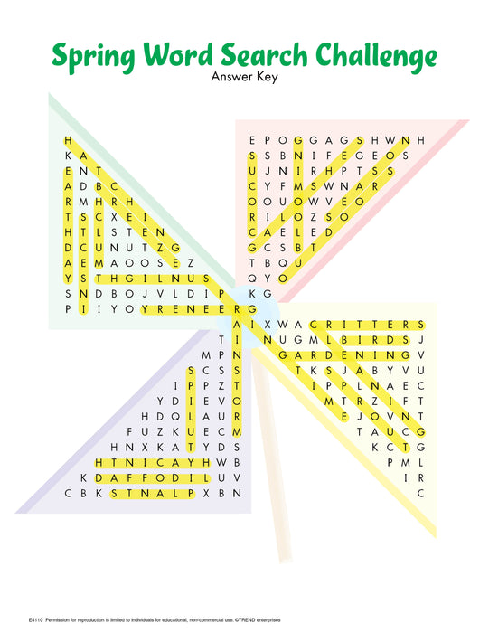 Spring Word Search Challenge Free Printable