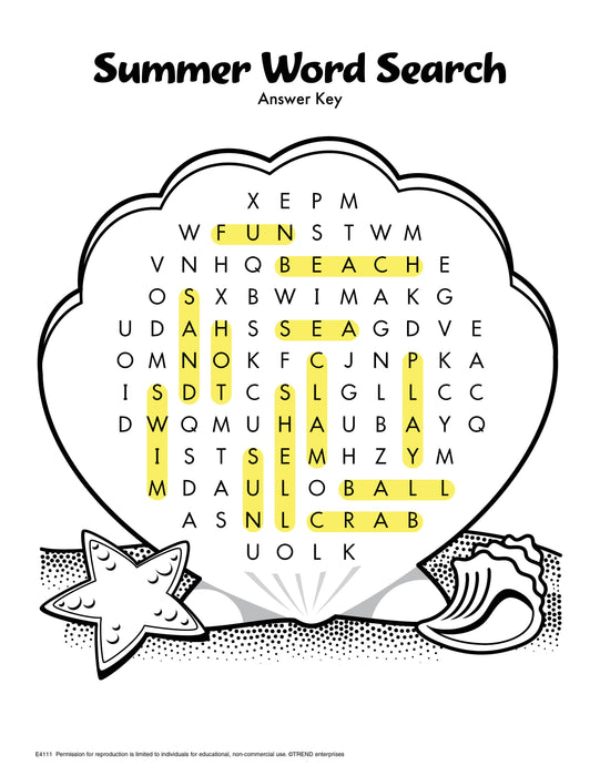 Summer Word Search Free Printable