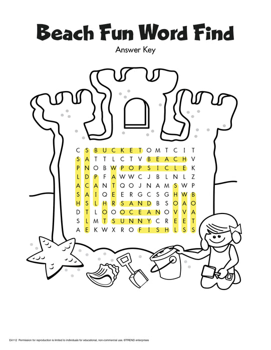 Beach Fun Word Find Free Printable