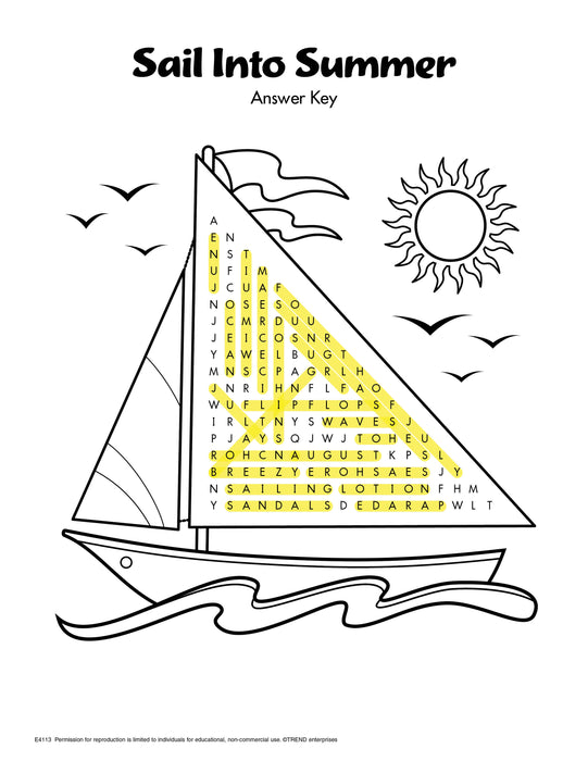 Sail Into Summer Word Find Free Printable