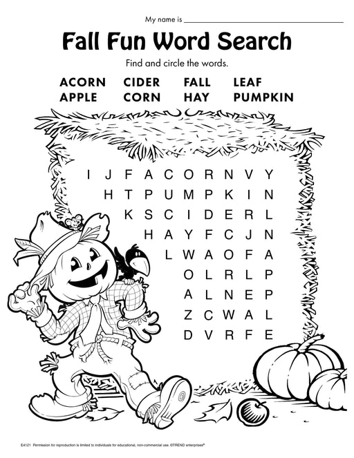 Fall Fun Word Search Free Printable