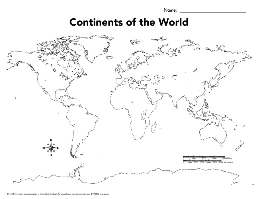 Continents of the World Blank Map Project Sheet Free Printable