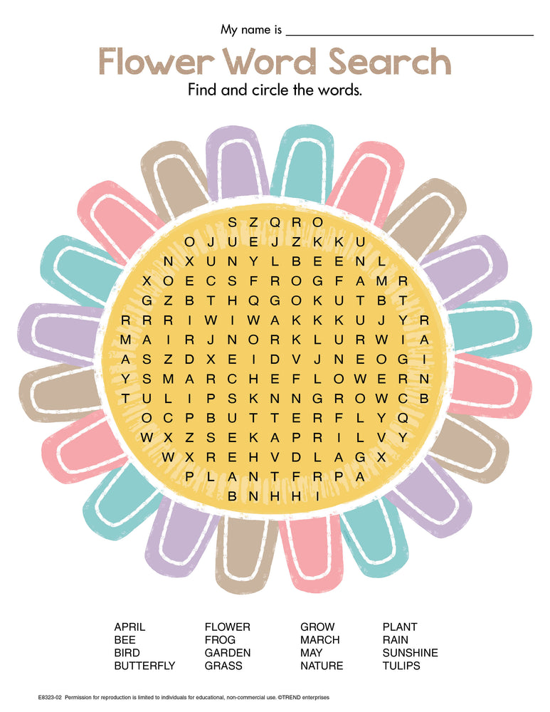 Flower Word Search Free Printable