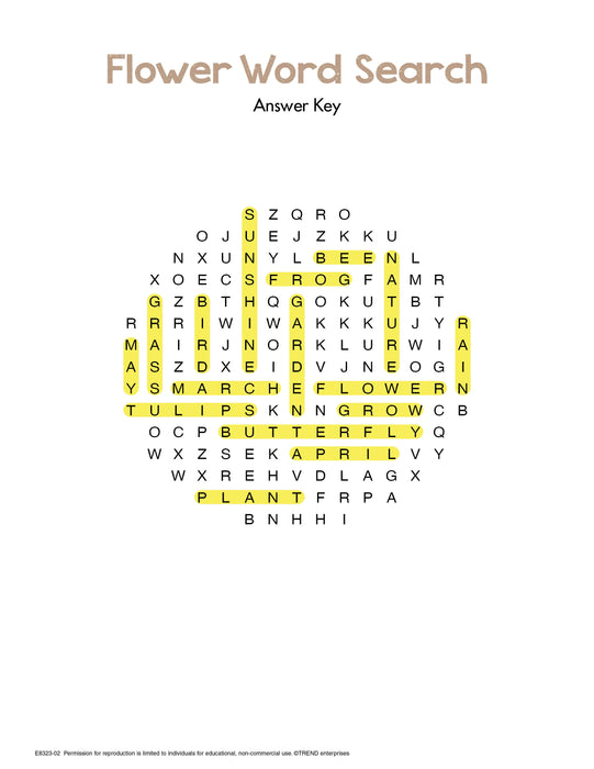 Flower Word Search Free Printable