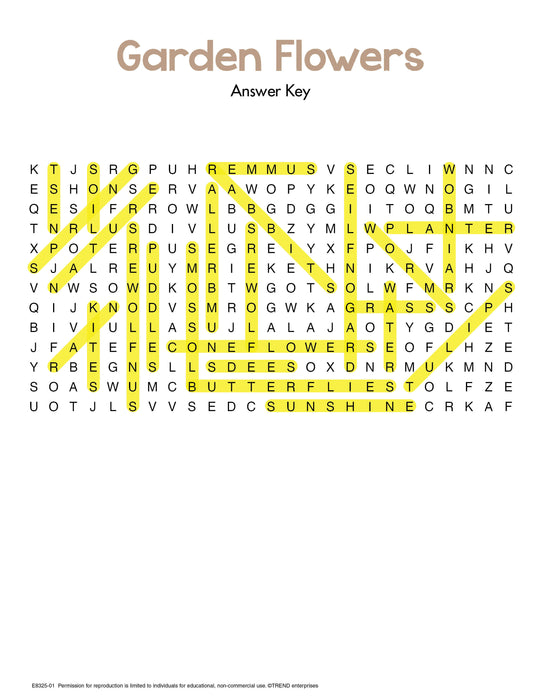 Garden Flowers Word Find Free Printable