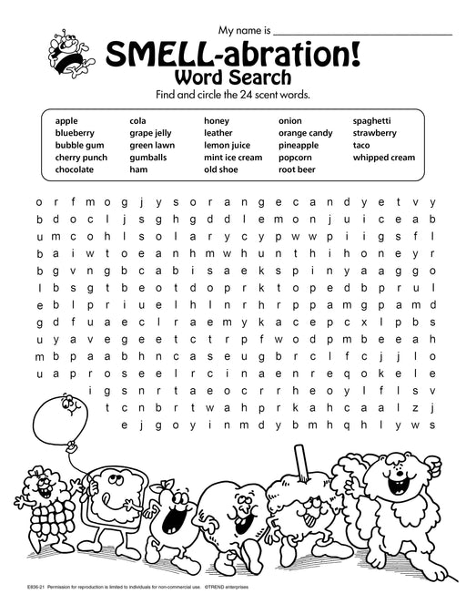 Smell-abration Retro Stinky Stickers® Word Search Coloring Activity Free Printable