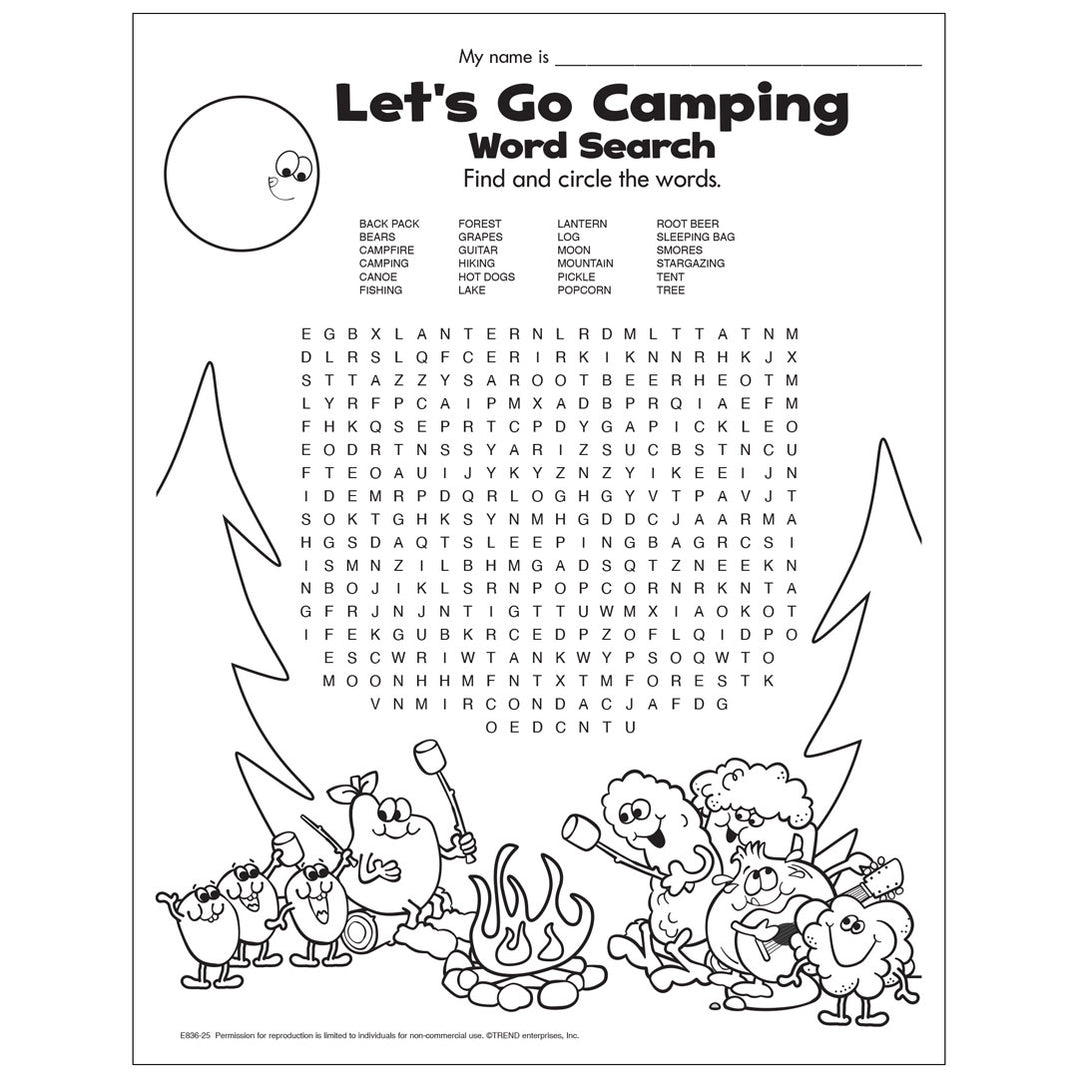 Let's Go Camping Word Search Free Printable E836-25 — TREND enterprises ... Let's Go Camping Word Search Free Printable E836-25 — TREND enterprises ...