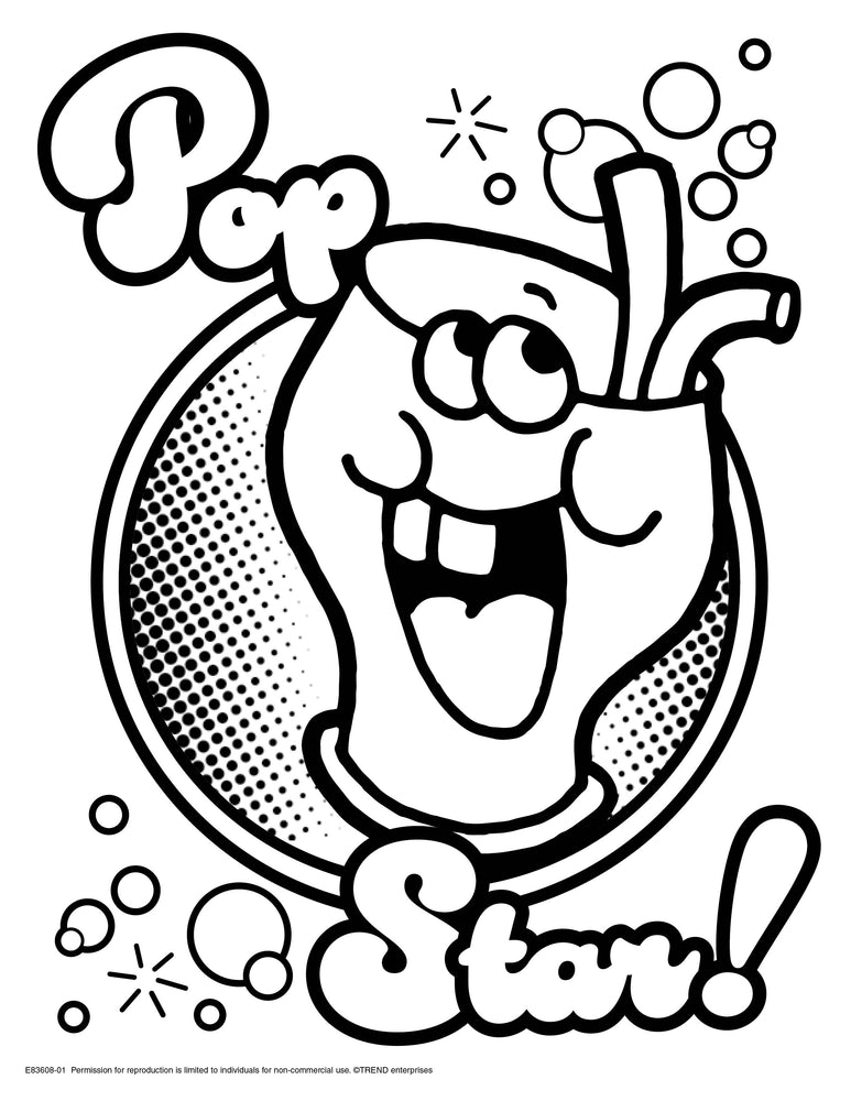 Pop Star Retro Stinky Stickers® Coloring Sheet Free Printable